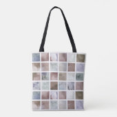 WATERVERF . Beige en grijze vierkanten. Tote Bag (Achterkant)