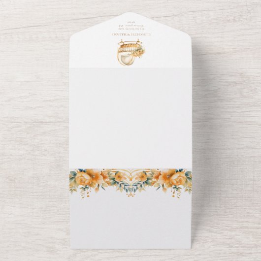 Waterverf Beige & Goud Baby shower Luierverloting All In One Uitnodiging (Buitenkant)