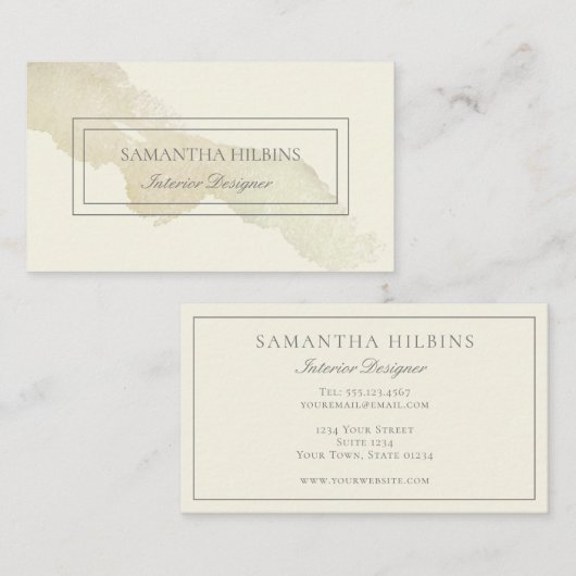 Waterverf Beige Interior Designer Professional Visitekaartje (Voorkant / Achterkant)