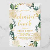 Waterverf Beige Peonies Wreator Rehearsal Lunch Folie Uitnodiging (Voorkant)