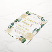 Waterverf Beige Peonies Wreator Rehearsal Lunch Folie Uitnodiging (Gedraaid)