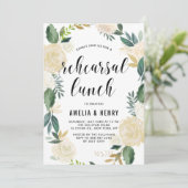 Waterverf Beige Peonies Wreator Rehearsal Lunch Kaart (Staand voorkant)