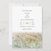 Waterverf Beige Summer Zee Shore Beach Wedding Kaart (Voorkant)
