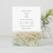 Waterverf Beige Summer Zee Shore Beach Wedding Kaart (Staand voorkant)