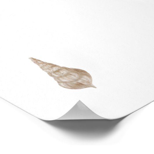 Waterverf beige zeeschelp print (Hoek)