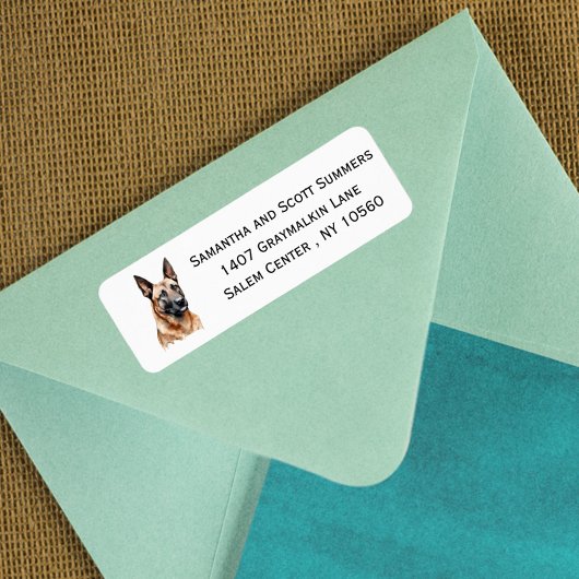 Waterverf Belgische Malinois Dog Etiket