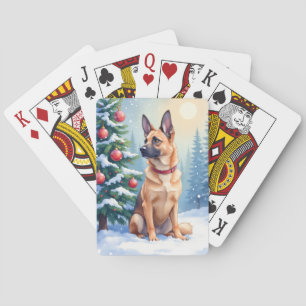 Waterverf Belgische Mechelaar Groenblijvende Kerst Pokerkaarten