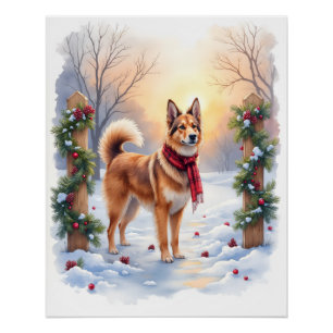 Waterverf Belgische Tervuren Guirlande Kerstmis Perfect Poster
