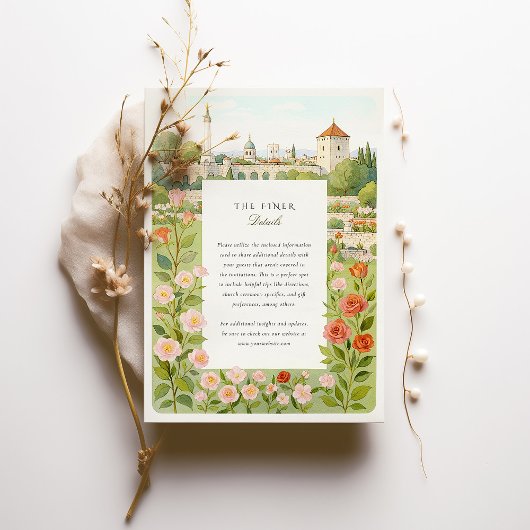 Waterverf Belgrado Servië Bloementuin Huwelijk Kaart