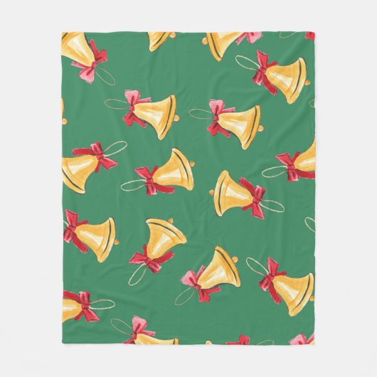 Waterverf Bell Pattern Groen Naadloos Fleece Deken (Voorkant)
