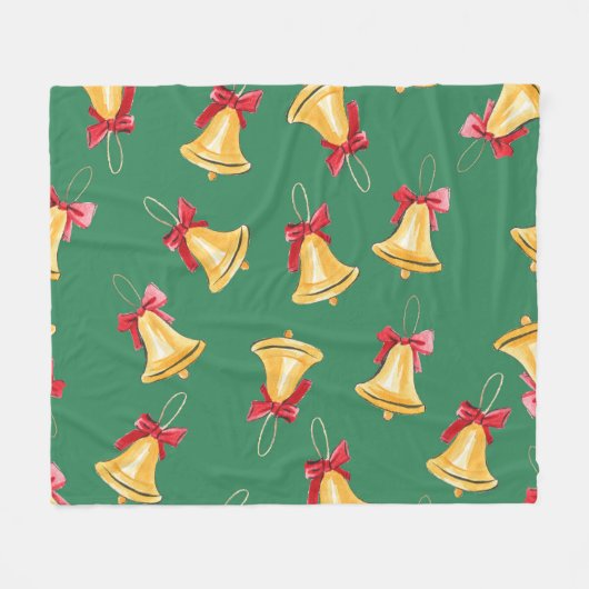 Waterverf Bell Pattern Groen Naadloos Fleece Deken (Voorkant (Horizontaal))