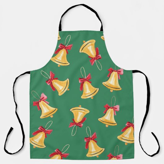 Waterverf Bell Pattern Groen Naadloos Schort (Voorkant)