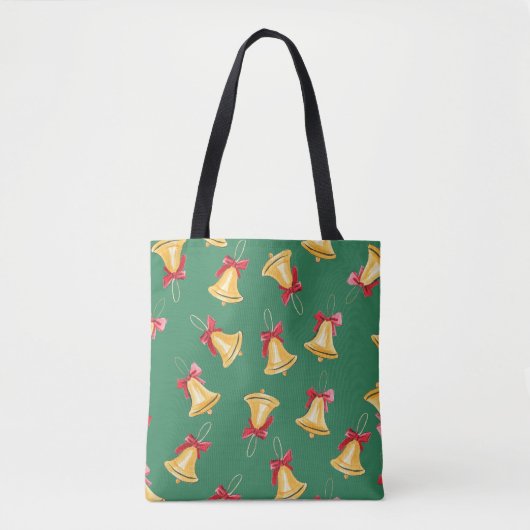 Waterverf Bell Pattern Groen Naadloos Tote Bag (Voorkant)