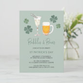 Waterverf bellen & Brews St Patricks Day Party Kaart (Staand voorkant)