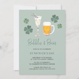 Waterverf bellen & Brews St Patricks Day Party Kaart