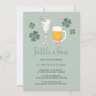 Waterverf bellen & Brews St Patricks Day Party Kaart