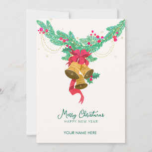 Waterverf belletje feestdagenkaart