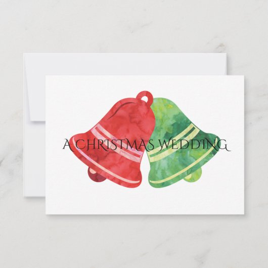 Waterverf Bells/kerstbruiloft/RSVP-kaart Kaart (Achterkant)