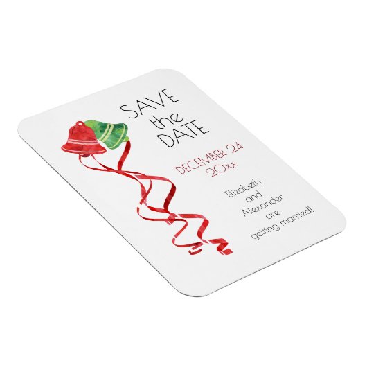 Waterverf Bells/kerstbruiloft/Save the Date Magneet (Rechterzijde)