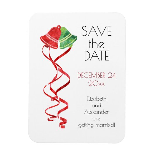 Waterverf Bells/kerstbruiloft/Save the Date Magneet (Verticaal)