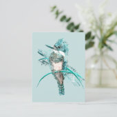 Waterverf Belted Kingfisher Bird Animal Briefkaart (Staand voorkant)