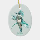 Waterverf Belted Kingfisher Bird Animal Keramisch Ornament (Achterkant)