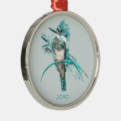 Waterverf Belted Kingfisher Bird Animal Metalen Ornament (Rechts)