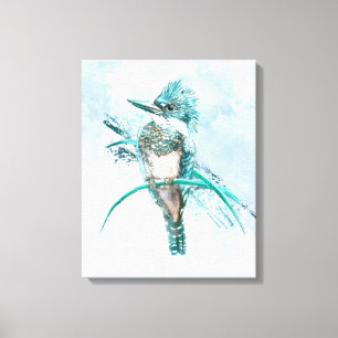 Waterverf Belted Kingfisher Bird Canvas