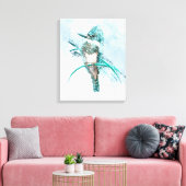 Waterverf Belted Kingfisher Bird Canvas Afdruk (Insitu (Woonkamer))