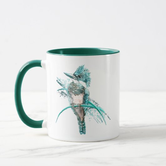 Waterverf Belted Kingfisher Bird Coffee Mok (Links)