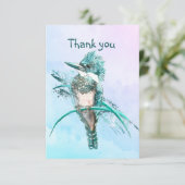 Waterverf Belted Kingfisher Vogel Wildlife Art Bedankkaart (Staand voorkant)