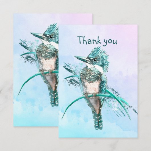 Waterverf Belted Kingfisher Vogel Wildlife Art Bedankkaart (Voorkant / Achterkant)