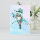 Waterverf Belted Kingfisher Vogel Wildlife Art Bedankkaart (Staand voorkant)