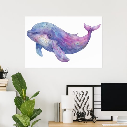 Waterverf Beluga Whale Poster (Thuiskantoor)