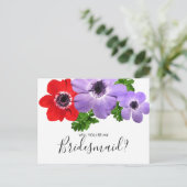 Waterverf... ben je mijn bruidsmeisje Briefkaart (Staand voorkant)