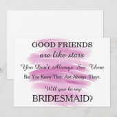 Waterverf Ben je mijn bruidsmeisje? Kaart (Voorkant / Achterkant)