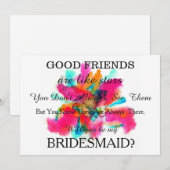Waterverf Ben je mijn bruidsmeisje? Uitnodiging (Voorkant / Achterkant)