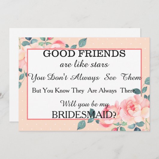 Waterverf Ben je mijn bruidsmeisje? Uitnodiging (Voorkant / Achterkant)