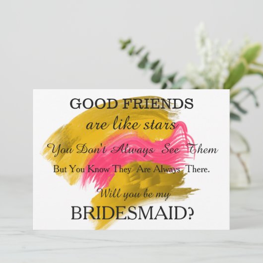 Waterverf Ben je mijn bruidsmeisje? Uitnodiging (Staand voorkant)