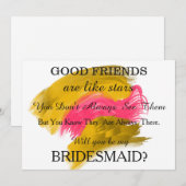 Waterverf Ben je mijn bruidsmeisje? Uitnodiging (Voorkant / Achterkant)