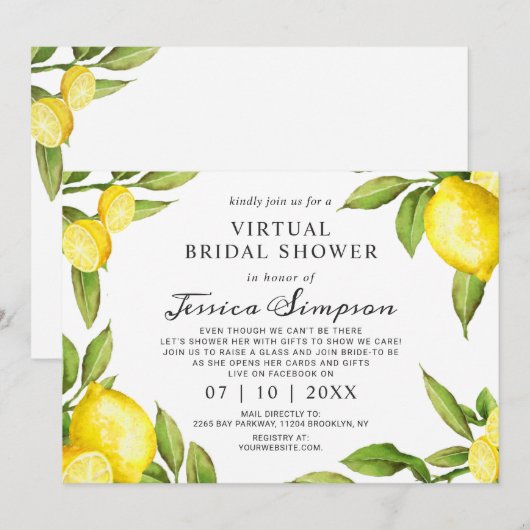 Waterverf beperkt virtueel Vrijgezellenfeest per p Kaart (Voorkant / Achterkant)