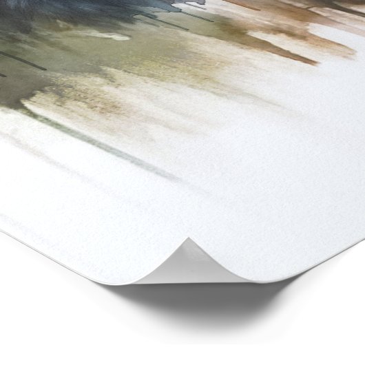 Waterverf Beren Bomen Rustieke Wilderness Wall Art Poster (Hoek)