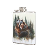 Waterverf Beren & Bomen Rustieke Wildernis Heupfles (Links)