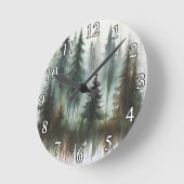 Waterverf Beren & Bomen Rustieke Wildernis Ronde Klok (Hoek)
