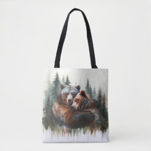 Waterverf Beren & Bomen Rustieke Wildernis Tote Bag