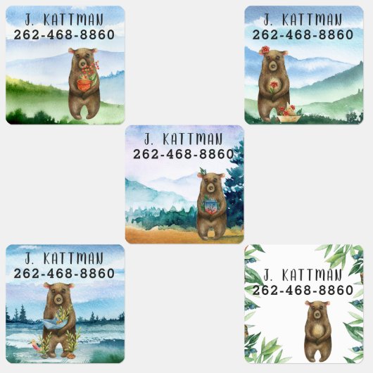 Waterverf Beren | Jouw namen toevoegen Kinder Labels (Groep)