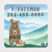 Waterverf Beren | Jouw namen toevoegen Kinder Labels (Design 2)