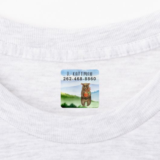 Waterverf Beren | Jouw namen toevoegen Kinder Labels (Aangebracht)