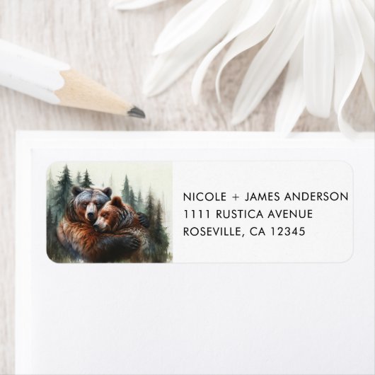 Waterverf Beren rustieke wildernis bruiloft Etiket (Insitu)