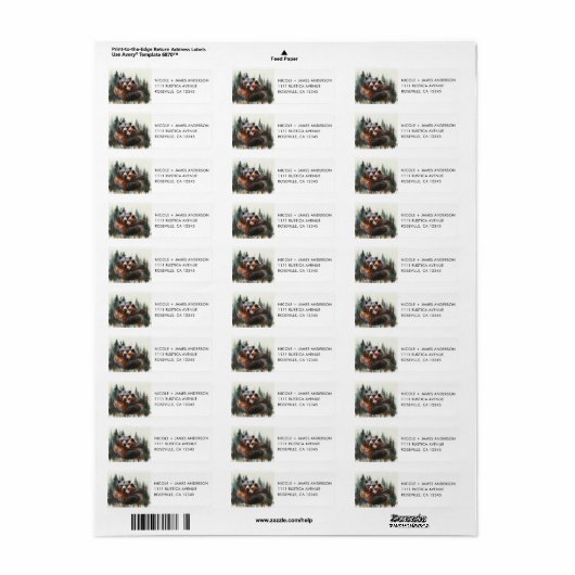 Waterverf Beren rustieke wildernis bruiloft Etiket (Full Sheet)